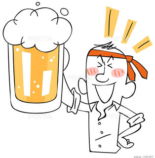 今日のイラスト ネクタイを鉢巻にしてビールを掲げるサラリーマン ハルナツ ストックフォトでイラスト販売中